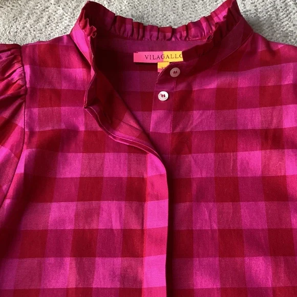Vilagallo precious Tatiana fuchsia and berry red check top - Picture 5 of 12